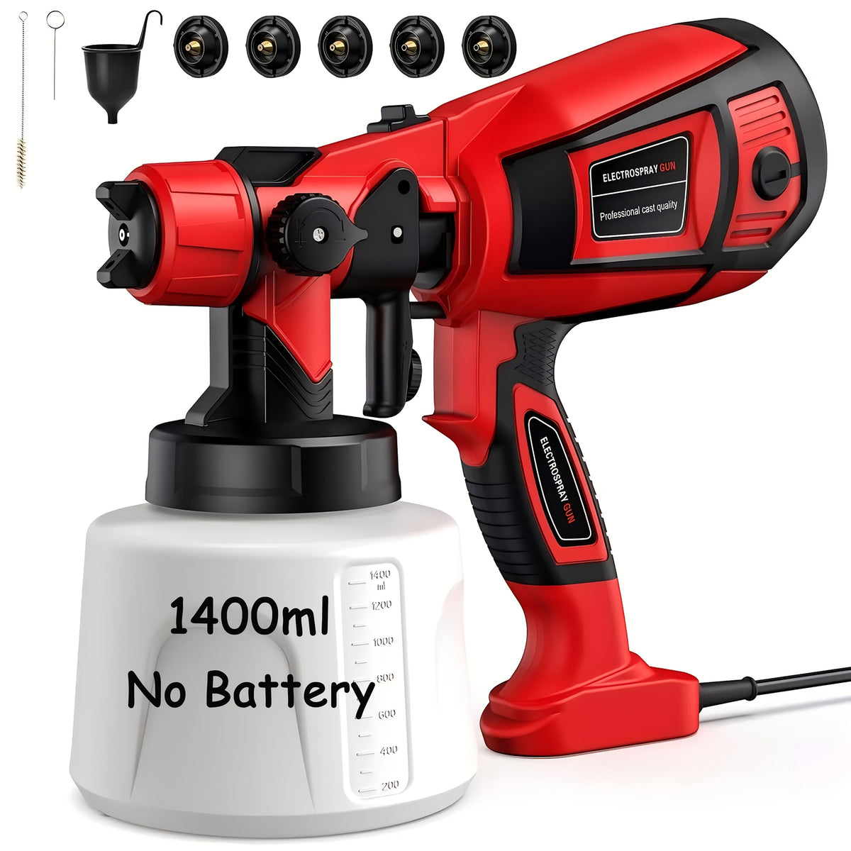 Pistolet à peinture électrique HVLP – Pistolet pulvérisateur airless avec 3 motifs, réservoir de 800 ml, nettoyage facile pour maison, meubles, placards, clôtures, murs, voitures et projets de bricolage