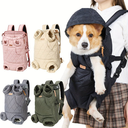 Sac à dos de transport frontal pour petits et moyens chiens - Porte-chien ventral mains libres avec pattes à l'extérieur, sac de transport ajustable pour randonnée et vélo, taille unique, 5 couleurs : rose, vert, noir, beige, gris
