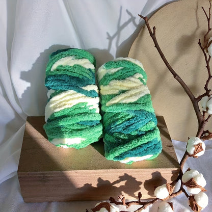 Fil chenille épais, 2 écheveaux de 500 g, laine pour tricot et crochet, rayé multicolore, polyester doux, extra épais, pelucheux, cadeau DIY pour femmes et hommes