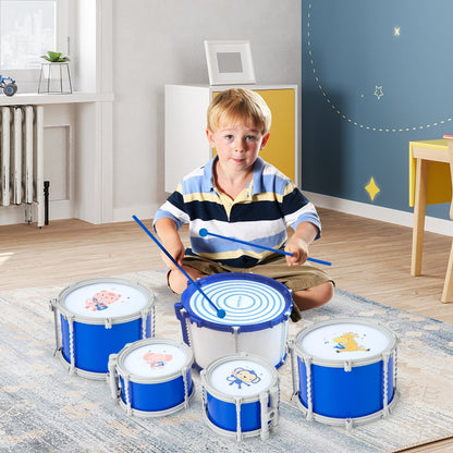 Batterie pour tout-petits et enfants - Kit de jazz complet avec grosse caisse, 2 toms, 2 caisses claires, cymbale, pédale à ressort, baguettes, pupitre et tabouret | Cadeau de percussion pour débutants, garçons et filles