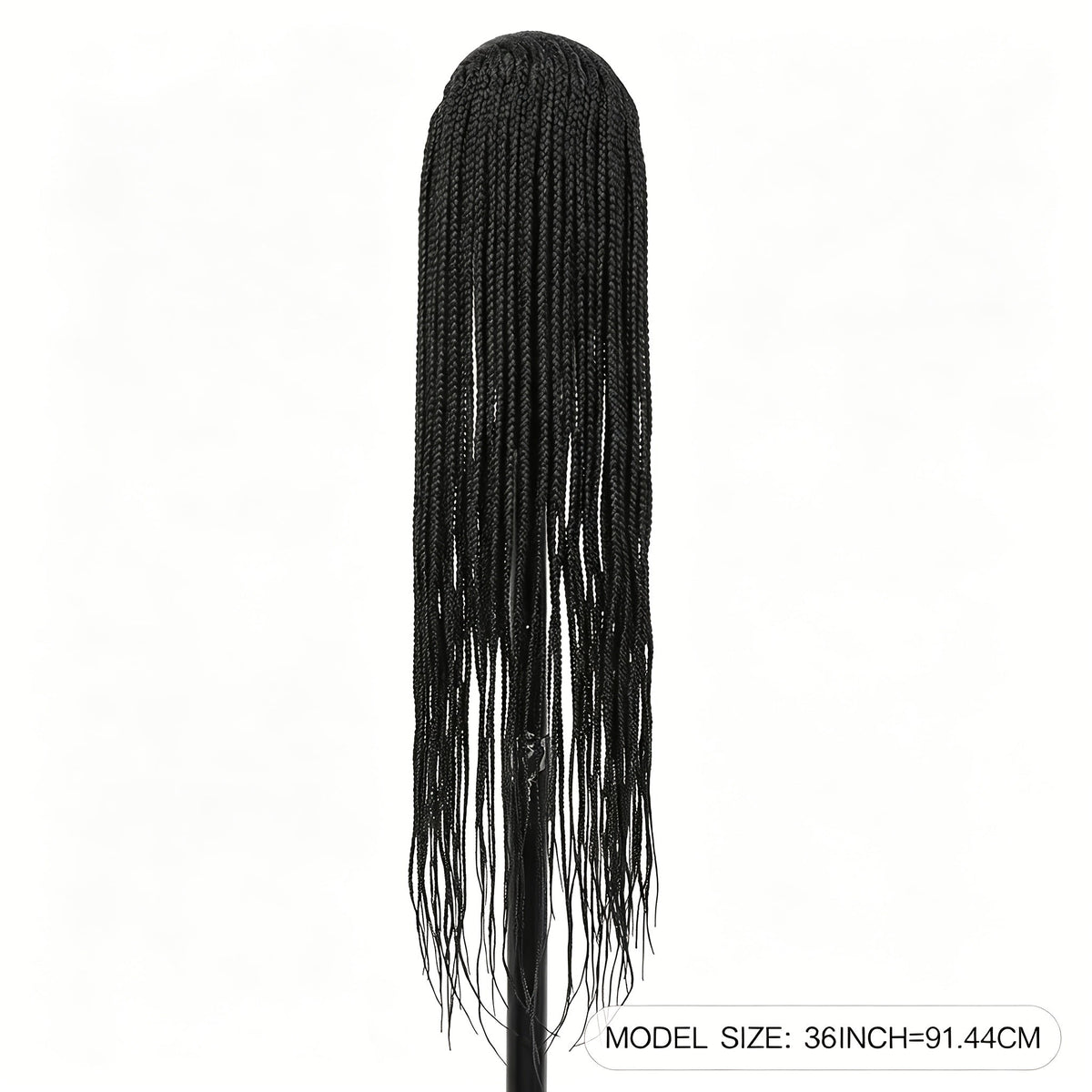 Perruque Box Braid HD Lace Front pour femmes noires, 36 pouces – Full Lace Frontal synthétique, ligne de cheveux naturelle, pour tous les jours et les fêtes, noire