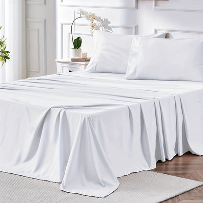 Parure de draps 4 pièces en microfibre à poches profondes – Draps ultra-doux et respirants de qualité hôtelière, résistants à la décoloration et au rétrécissement, toutes saisons, tailles lit simple, double, grand et très grand, choix de couleurs