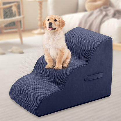 Escalier pour chien pour lit et canapé – Marches antidérapantes pour animaux 2/3/4 marches pour petits chiens et chats, housse amovible et lavable, rampe orthopédique pour chiens âgés, animaux blessés et soulagement des douleurs articulaires, 5 coloris