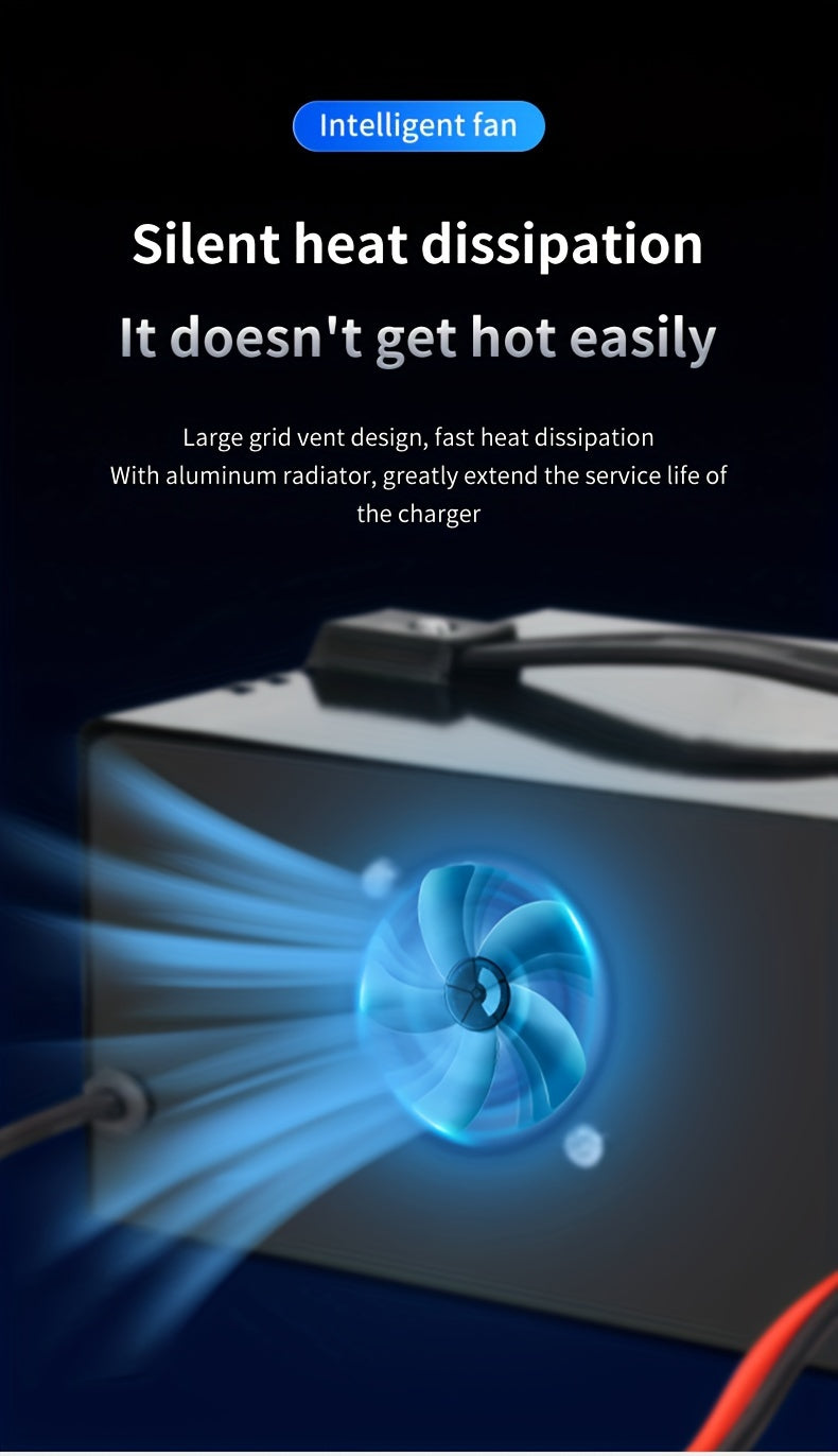 Chargeur de batterie universel intelligent 12V 24V avec écran LCD, réparation par impulsion, maintien de charge pour voiture, camion, moto, bateau, tondeuse à gazon, moissonneuse – Régulation automatique de la température