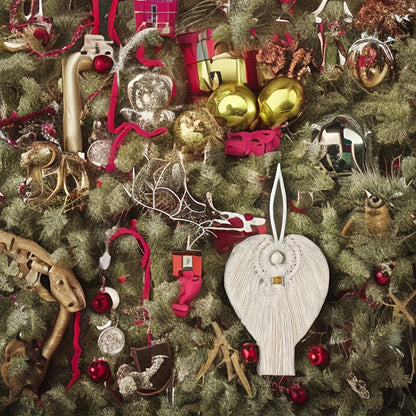 Kit de décoration ange en macramé 3 pièces, accents dorés, décoration murale bohème, décoration de Noël pour la maison, cadeau artisanal pour maman et filles, exposition hivernale