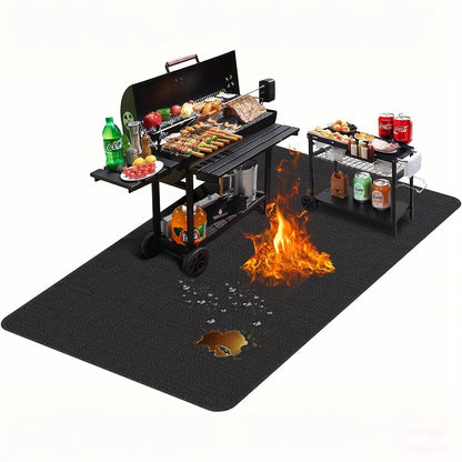 Tapis de barbecue et protection pour brasero – Protection de terrasse ignifugée et résistante à la chaleur double face, imperméable et résistante à l'huile, facile à nettoyer, 7 tailles pour barbecues d'extérieur, cheminées, braseros et fumoirs