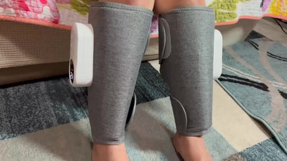 Masseur de jambes à compression d'air sans fil, 3 intensités, soulagement pour mollets, cuisses, pieds et genoux, appareil rechargeable et portable pour la maison, le bureau et les voyages, gris noir