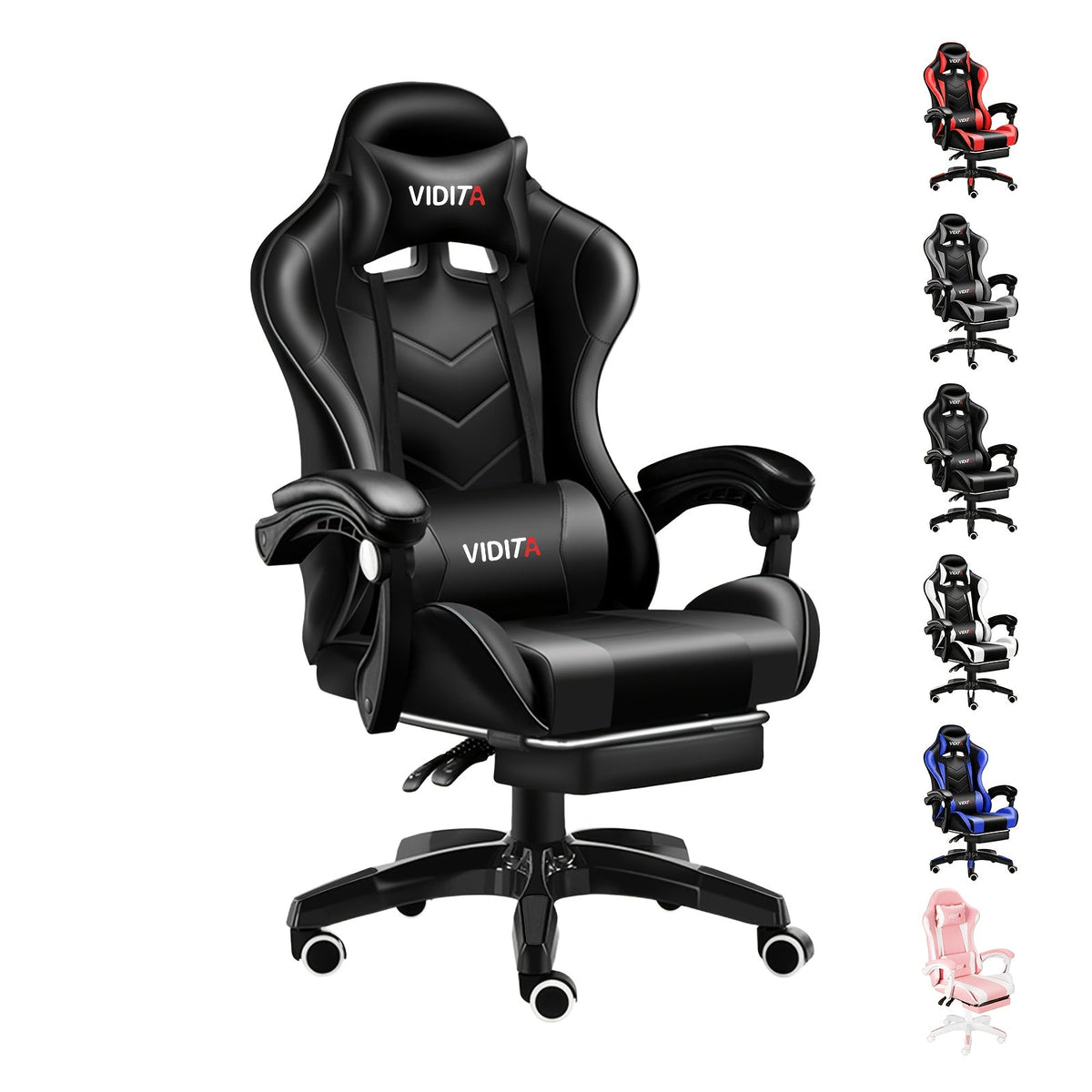 Chaise de bureau gaming ergonomique style course avec soutien lombaire, dossier haut réglable pour adultes et adolescents, fauteuil inclinable pour ordinateur PC