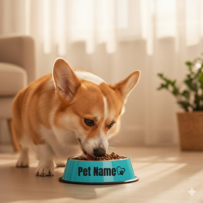 Gamelle personnalisée en acier inoxydable pour chien et chat - Bol gravé au nom de votre animal avec motif patte, cœur et couronne, antidérapante, 200 ml / 400 ml / 1000 ml, écuelle pour nourriture et eau, idée cadeau