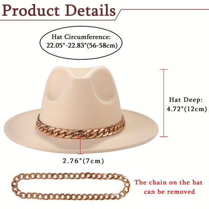 Chapeau de cow-boy à larges bords pour hommes et femmes – Fedora en feutre style western, chapeau style Panama Trilby jazz classique, chapeau de soleil pour festivals en plein air, voyages et tenue décontractée au quotidien