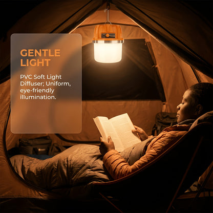 Lanterne de camping LED rechargeable par USB avec batterie externe intégrée, lampe de tente portable ultra-lumineuse pour camping, barbecue, terrasse, extérieur et urgences, recharge les téléphones portables, design autoportant et suspendu