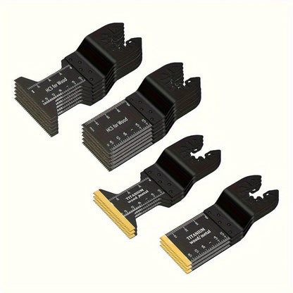 Lot de lames de scie oscillantes en titane à dégagement rapide pour outil multifonction – 18/28/36/50 pièces, coupe le métal, le bois et le plastique, compatible avec Dewalt, Makita, Bosch et plus encore