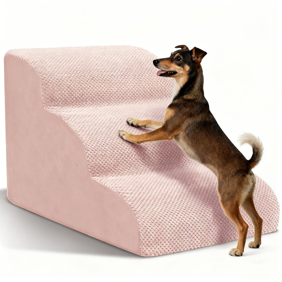 NIUBYA Escaliers pour chiens extra larges pour petits chiens – Marches pour animaux en mousse haute densité, fond antidérapant, rampe rembourrée douce pour lits hauts, canapés et divans, idéal pour les chiens âgés ou blessés, polypropylène, compact