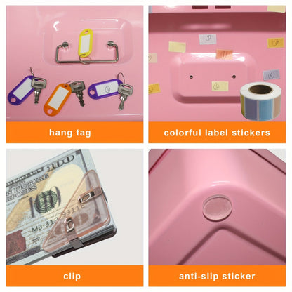 Grande caisse verrouillable avec plateau à monnaie – Coffre de sécurité en métal avec 6 accessoires pour caisse enregistreuse, maison, bureau et entreprise, 6 couleurs, options de verrouillage à clé et à combinaison