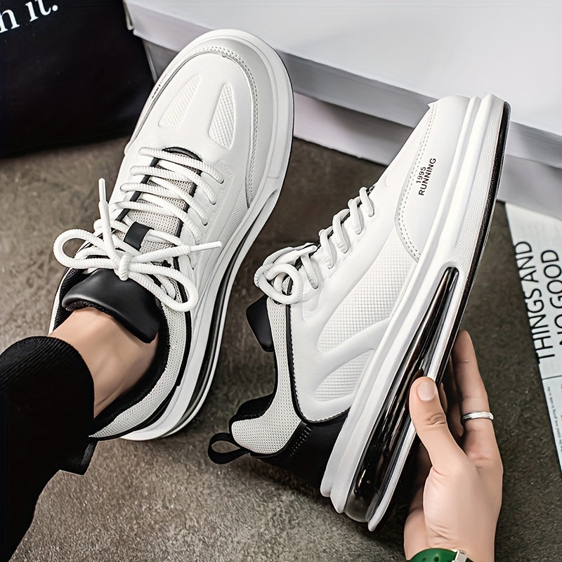 Men's Low Top Lace-Up Athletic Sneakers – Casual Running Shoes in Beige, White & Black, Lightweight Comfortable Footwear for Sports & Everyday Wear, US Sizes 6.5 to 12