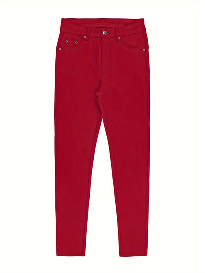 Jean skinny stretch taille haute pour femme, détail bouton en métal, style urbain, pantalon en jean coupe ajustée, 10 couleurs, S-XXL