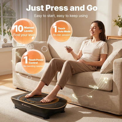 Plaque vibrante MERACH CV30 Pro, plateforme d'exercice corps complet à détection automatique avec haut-parleur Bluetooth, bandes de résistance, 10 niveaux de vitesse, écran LED, capacité de 150 à 200 kg – Appareil de fitness pour domicile