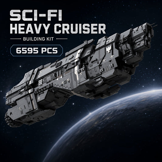 Kit de construction de croiseur lourd de science-fiction UNSC de 6595 pièces – Modèle de vaisseau interstellaire à collectionner en micro-briques modulaires pour adultes, passionnés d'espace, décoration de bureau et cadeau