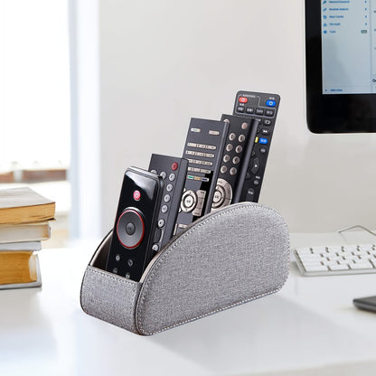Support de télécommande à 5 compartiments, organisateur de bureau en similicuir pour salon, permet de ranger télécommandes TV, stylos, lunettes, pinceaux de maquillage, fournitures de bureau, boîte de rangement décorative pour la maison