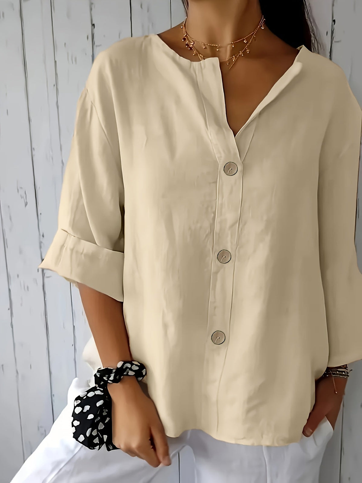 Chemisier décontracté ample pour femme - Haut coupe décontractée pour les vacances avec détails boutonnés décoratifs, tissu léger et respirant pour les voyages d'été, la plage et le quotidien | Plusieurs couleurs S-XXL