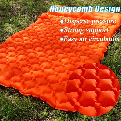 Matelas de couchage autogonflant ultraléger en nylon TPU, pompe intégrée, options une ou deux places, matelas de camping compact et portable pour le camping, la randonnée, le sac à dos, les voyages et les pique-niques, orange et bleu
