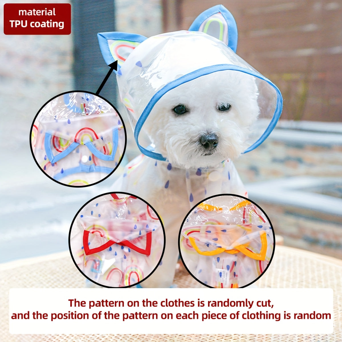 Imperméable pour petit chien - Combinaison de pluie mignonne à motif arc-en-ciel, veste de pluie toutes saisons avec fermeture à boutons-pression, manteau de pluie léger pour petites races, tenue de pluie amusante pour animal de compagnie