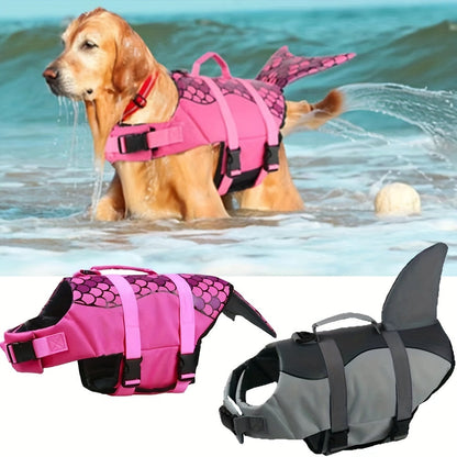 Gilet de sauvetage pour chien style requin ou sirène – Vêtements de natation pour animaux, maillot de bain d'été pour chiens de petite, moyenne et grande taille, gilet de flottaison de sécurité XS S M L XL, costume amusant pour la plage et la piscine