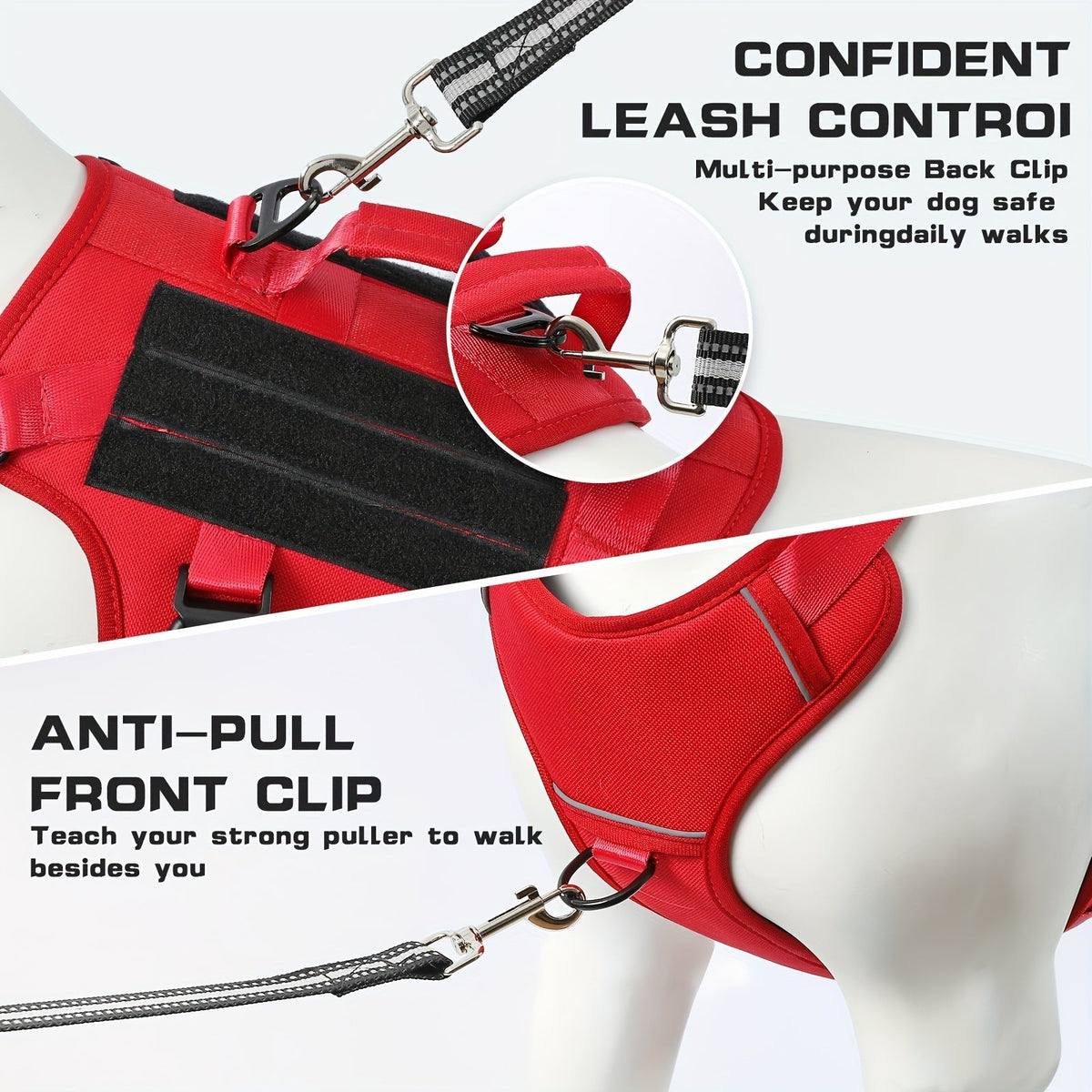 Harnais pour chien anti-traction anti-évasion – Gilet complet rembourré et doux pour animal de compagnie avec poignée de levage, bandes réfléchissantes et attache de laisse, réglable pour la marche, la randonnée et le dressage des grands chiens