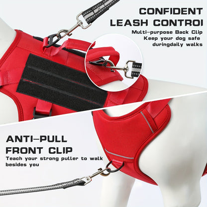 Harnais pour chien anti-traction anti-évasion – Gilet complet rembourré et doux pour animal de compagnie avec poignée de levage, bandes réfléchissantes et attache de laisse, réglable pour la marche, la randonnée et le dressage des grands chiens