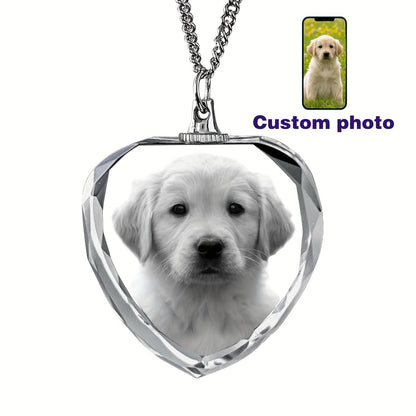 Collier photo personnalisé pour animal de compagnie – Pendentif en cristal 2D personnalisé, bijou commémoratif éternel pour chiens et chats bien-aimés, cadeau de sympathie et souvenir touchant pour la perte d'un animal