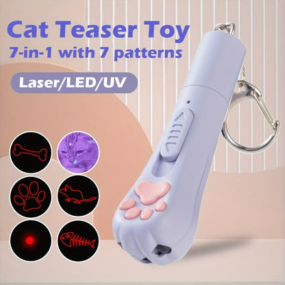 Jouet interactif 7-en-1 pour chat, rechargeable par USB – 7 modes de jeu pour chats et chiens d'intérieur, jouet d'exercice pour la chasse, souris bonus incluse, cadeau idéal pour Noël et les anniversaires des animaux de compagnie
