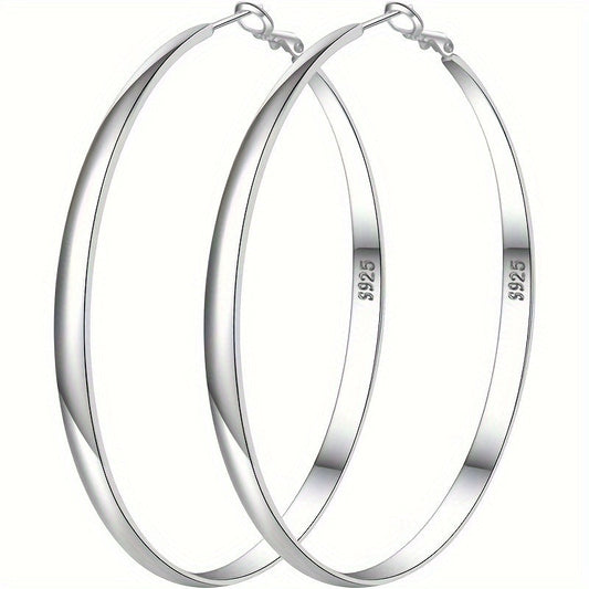 Grandes créoles en argent sterling 925, fines et surdimensionnées, style minimaliste français, bijoux hypoallergéniques pour femmes et filles, pour le quotidien ou les vacances