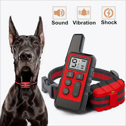 Collier de dressage pour chien à distance 9 niveaux – Collier électronique rechargeable avec modes décharge, vibration et signal sonore, portée de 500 m, réglable pour chiens de petite, moyenne et grande taille, contrôle anti-aboiement électronique sûr