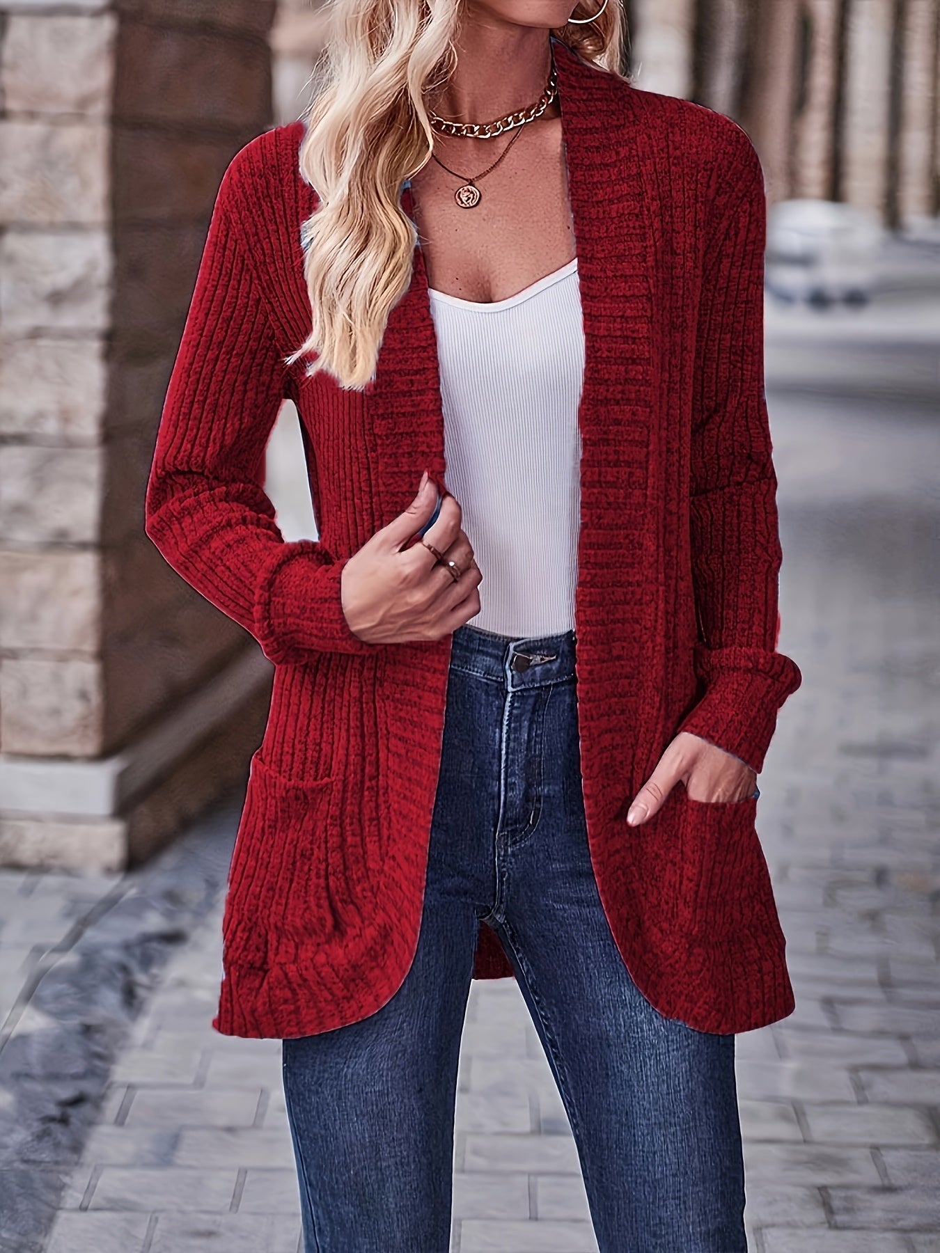 Women's Loose Casual Long Sleeve Blouse Solid Color Pocket Splicing Relaxed Fit Top 10 Colors S-XXL Spring Fall Everyday Wear