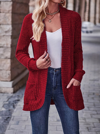 Women's Loose Casual Long Sleeve Blouse Solid Color Pocket Splicing Relaxed Fit Top 10 Colors S-XXL Spring Fall Everyday Wear