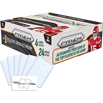 Boîte de vente au détail NFL Football 2025 Panini Prizm, 96 cartes à collectionner, 24 paquets, Green Ice Prizm, autographes, recrues, inserts, 6 toploaders, cadeau de collection magnétique StreetCards