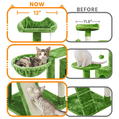 Arbre à chat multiniveaux de 145 cm avec 2 niches – poteaux à griffer en sisal, balle suspendue, plateforme ronde et échelle pour chatons et petits chats d'intérieur, 6 couleurs, cadeau de Noël pour les amoureux des chats