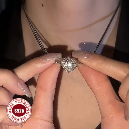 Collier triple rang avec cœur en argent sterling S925 pour femme – Pendentif multicouche hypoallergénique avec pierre de naissance de décembre, bijou classique et élégant pour la Saint-Valentin, les mariages et le quotidien, 40 cm à 60 cm
