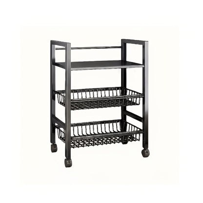 Étagère de rangement roulante à 4 niveaux avec paniers en fil métallique et roulettes – Rayonnage métallique réglable pour cuisine, garde-manger, garage, salle de bain et placard, organisateur sur pied mobile, cadeau de crémaillère