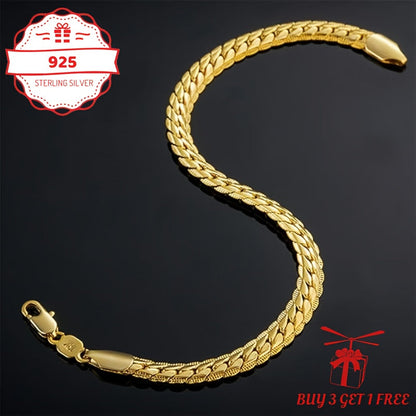 Collier chaîne maille serpent plate en argent sterling 925 plaqué or 24 carats 5 mm – Ras-du-cou unisexe style hip-hop, bijou vintage pour femme et homme, boîte cadeau incluse, 45-60 cm