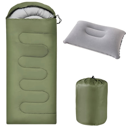 Sac de couchage 3 saisons avec oreiller et sac de compression – Système de couchage léger pour adultes, randonnée, sac à dos, aventures en plein air, voyage et utilisation d'urgence, 4 couleurs