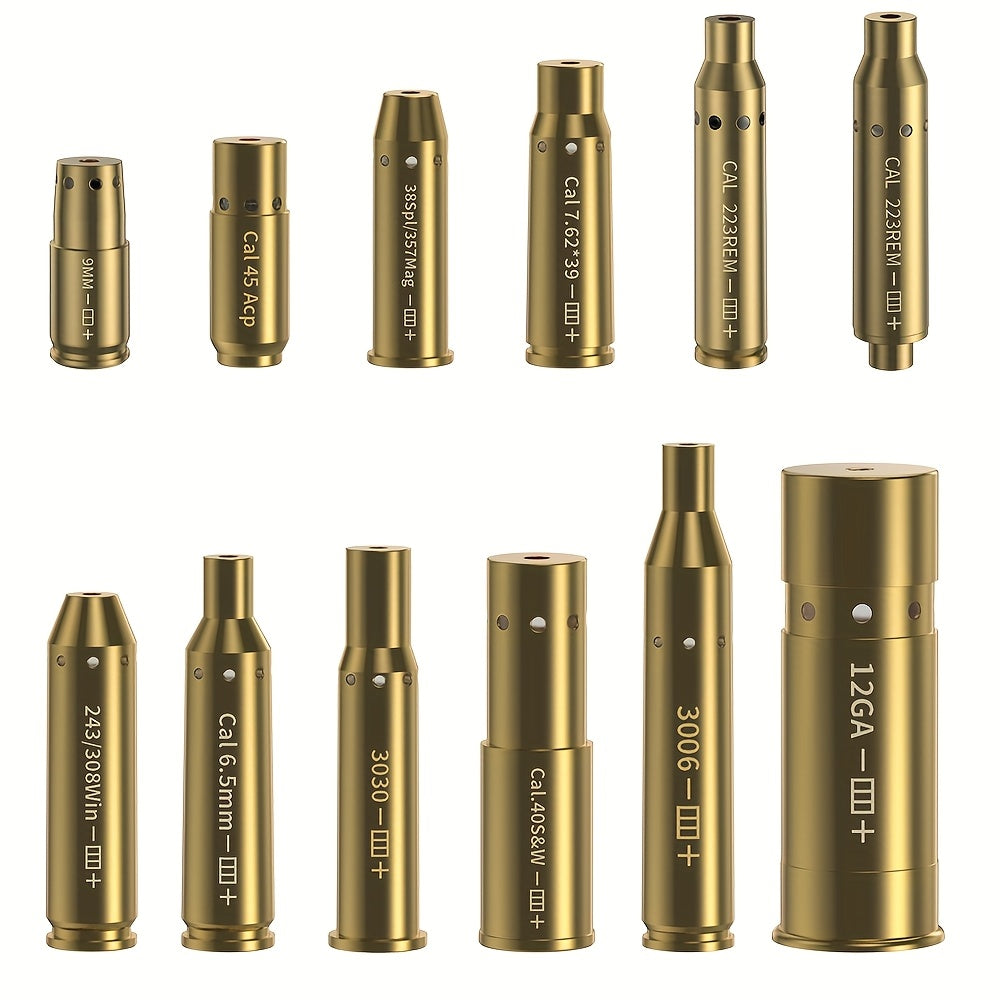 Kit de réglage laser multi-calibres pour 9mm, 45ACP, 223REM, 308WIN, 380ACP, 38SPL, 12GA – Appareil de réglage laser rouge haute précision pour fusils et pistolets, installation facile, inclut 2 jeux de piles