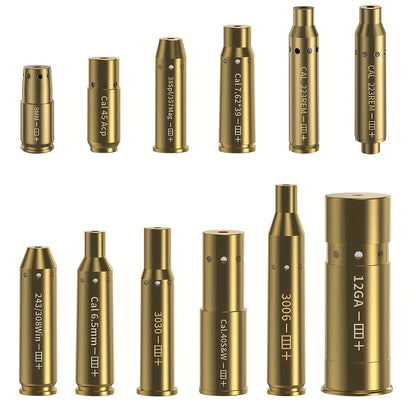 Kit de réglage laser multi-calibres pour 9mm, 45ACP, 223REM, 308WIN, 380ACP, 38SPL, 12GA – Appareil de réglage laser rouge haute précision pour fusils et pistolets, installation facile, inclut 2 jeux de piles