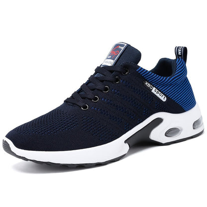 Baskets de sport à coussin d'air pour hommes – Chaussures décontractées à lacets respirantes avec semelle antidérapante, noir et blanc ou noir et bleu, pointures US 6,5–11,5, style urbain sportif