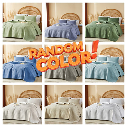 Ensemble de courtepointe d'été rafraîchissante 2-3 pièces, couvre-lit en microfibre légère et respirante – Couvre-lit au motif de pièces moderne, format simple, grand ou très grand, toutes saisons, choix de couleurs, cadeau de vacances pour la famille