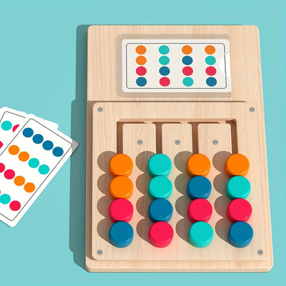 Jeu de puzzle en bois à quatre couleurs pour enfants et adultes - Casse-tête logique STEM pour améliorer la concentration, la coordination œil-main et la pensée critique, jeu de société éducatif en famille, cadeau d'anniversaire et de vacances