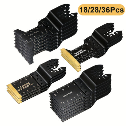 Lot de lames de scie oscillantes en titane à dégagement rapide pour outil multifonction – 18/28/36/50 pièces, coupe le métal, le bois et le plastique, compatible avec Dewalt, Makita, Bosch et plus encore