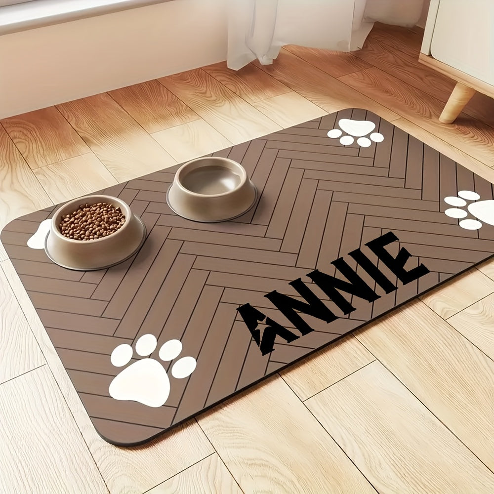 Tapis de gamelle personnalisé pour animal de compagnie – Grand tapis antidérapant, absorbant et à séchage rapide pour chien et chat, set de table imperméable style nordique pour nourriture et eau, cadeau personnalisé pour chien et chat