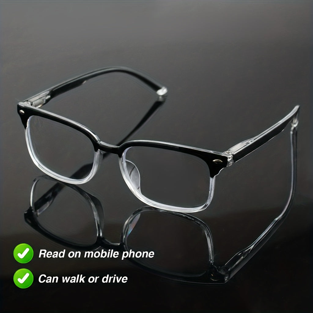 Lunettes de lecture monture rectangulaire avec charnières à ressort – Verres en polycarbonate légers, grossissement de +1,0 à +3,5, lunettes unisexes pour hommes et femmes – Idéales pour l'ordinateur, la lecture et un usage quotidien
