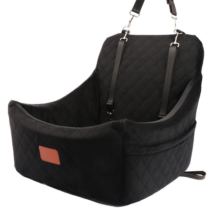 Siège auto pour chiens de taille moyenne à grande – Panier de voyage lavable en mousse à mémoire de forme pour animaux avec passage pour ceinture de sécurité, sangles réglables et installation en 3 points, Gris Noir Marron Tout Noir Noir Gris